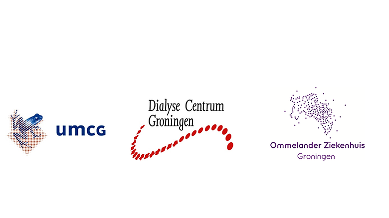  Logo's van het UMCG, Dialyse Centrum Groningen en het Ommelander Ziekenhuis Groningen