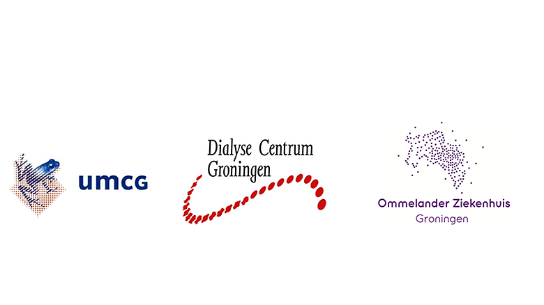 Logo's van het UMCG, Dialyse Centrum Groningen en het Ommelander Ziekenhuis Groningen